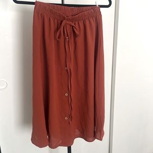 Burnt Orange Midi Skirt